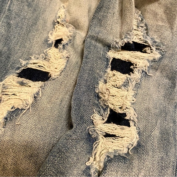 Garage Retro High Waist Jegging Stretch Jeans Light Patched Ripped - Picture 4 of 7